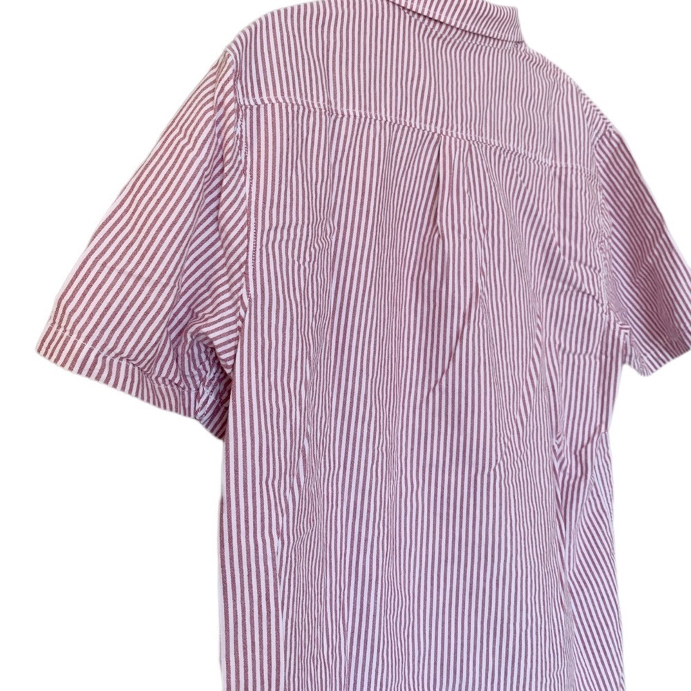 Vans Mens Classic Button Down Shirt Collared Stripe Coral White Short Sleeve - Picture 12 of 13